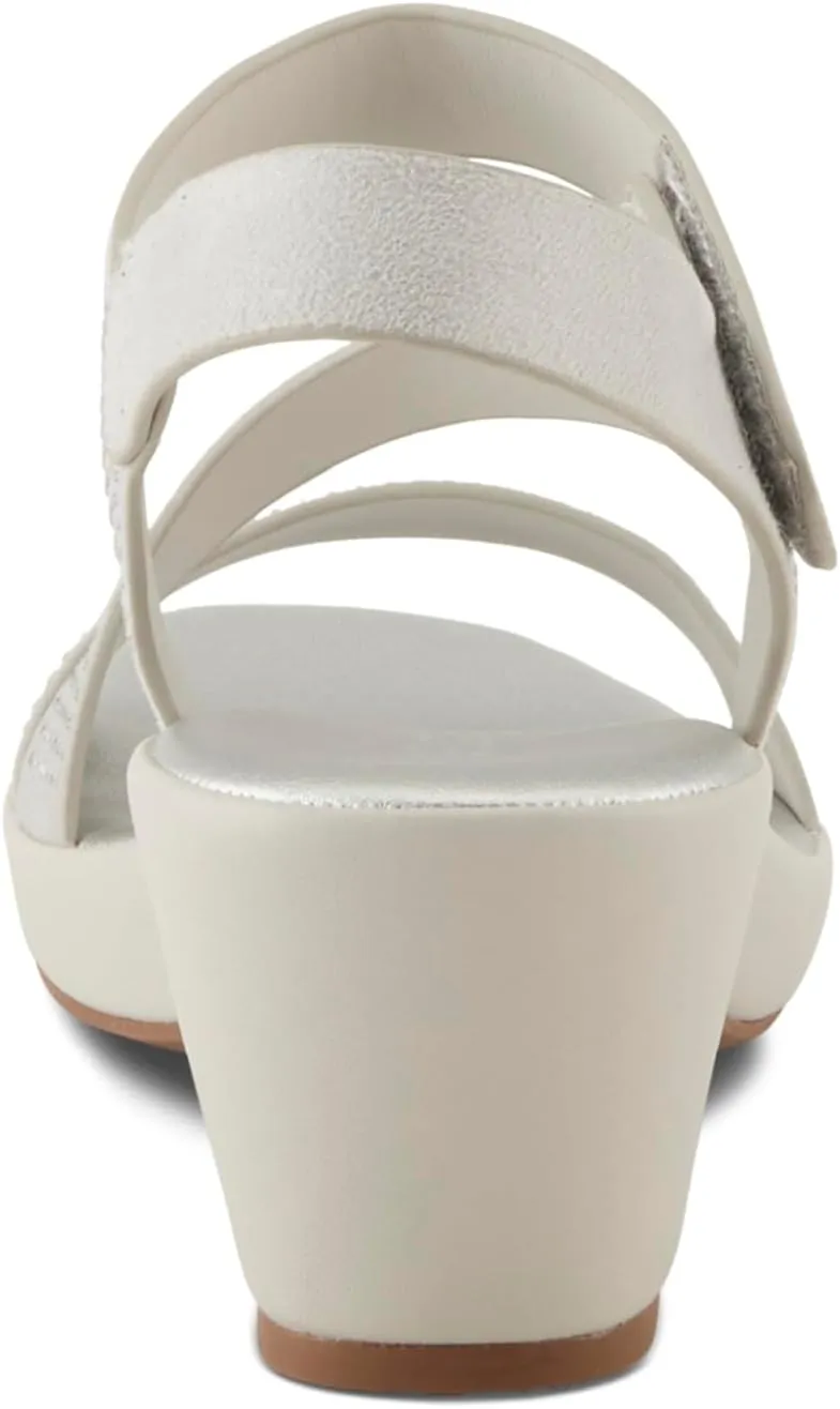 PATRIZIA Women's YADIEL Hook and Loop Sandals – Low Block Heel with Asymmetrical Crystal-Strap Design