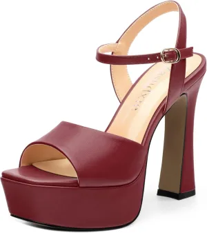 Platform High Heels for Women, Chunky Heels Sandals for Women Comfy Square Open Toe Ankle Strap Stylish Heeled Sandals Party Prom Wedding Dress Pumps Shoes 4.7 Inch