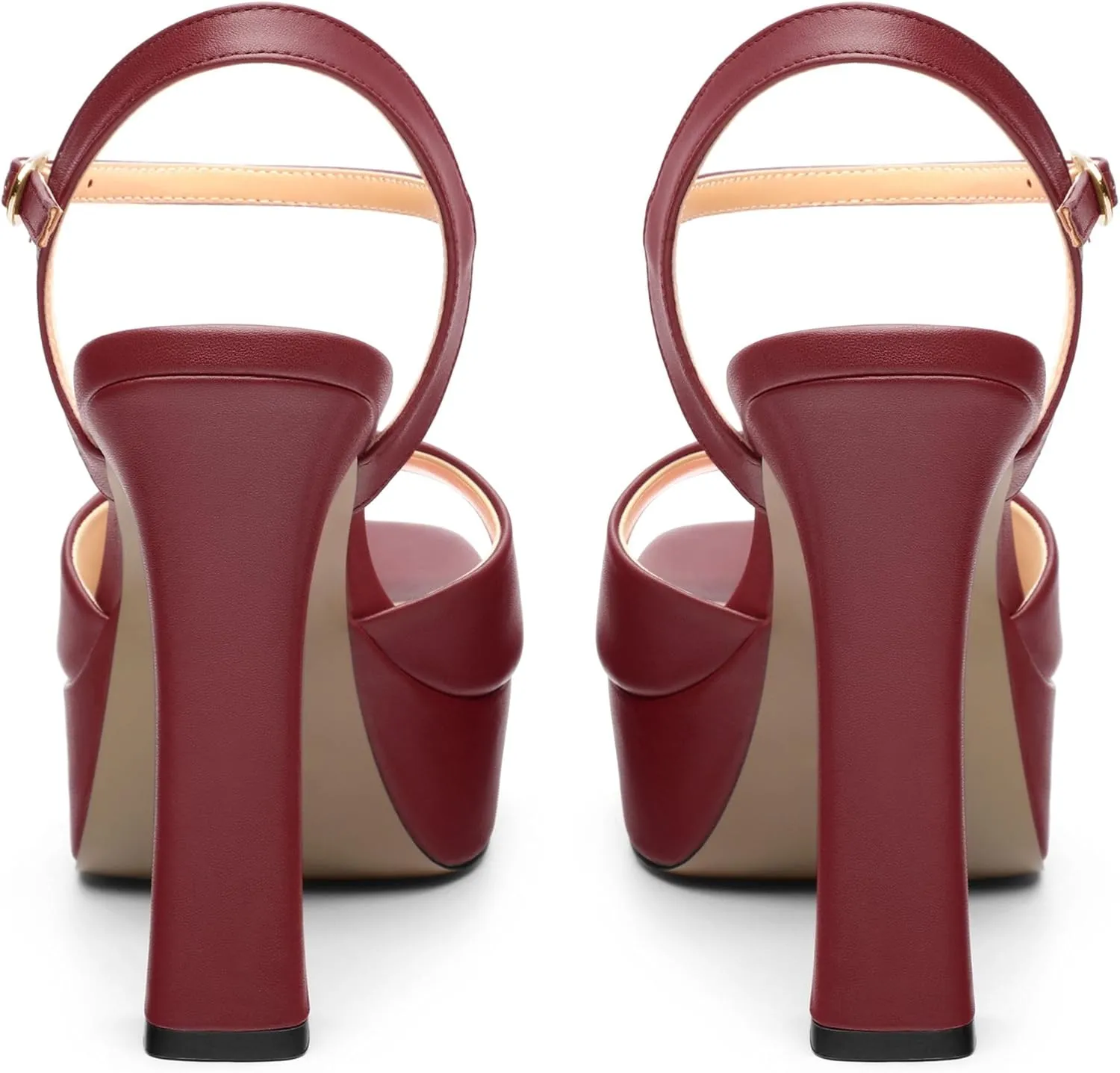 Platform High Heels for Women, Chunky Heels Sandals for Women Comfy Square Open Toe Ankle Strap Stylish Heeled Sandals Party Prom Wedding Dress Pumps Shoes 4.7 Inch