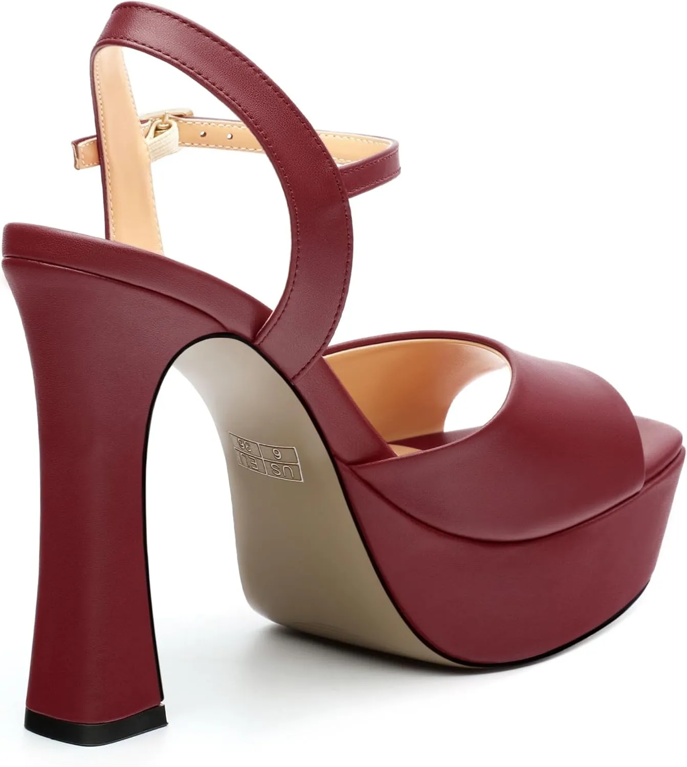 Platform High Heels for Women, Chunky Heels Sandals for Women Comfy Square Open Toe Ankle Strap Stylish Heeled Sandals Party Prom Wedding Dress Pumps Shoes 4.7 Inch