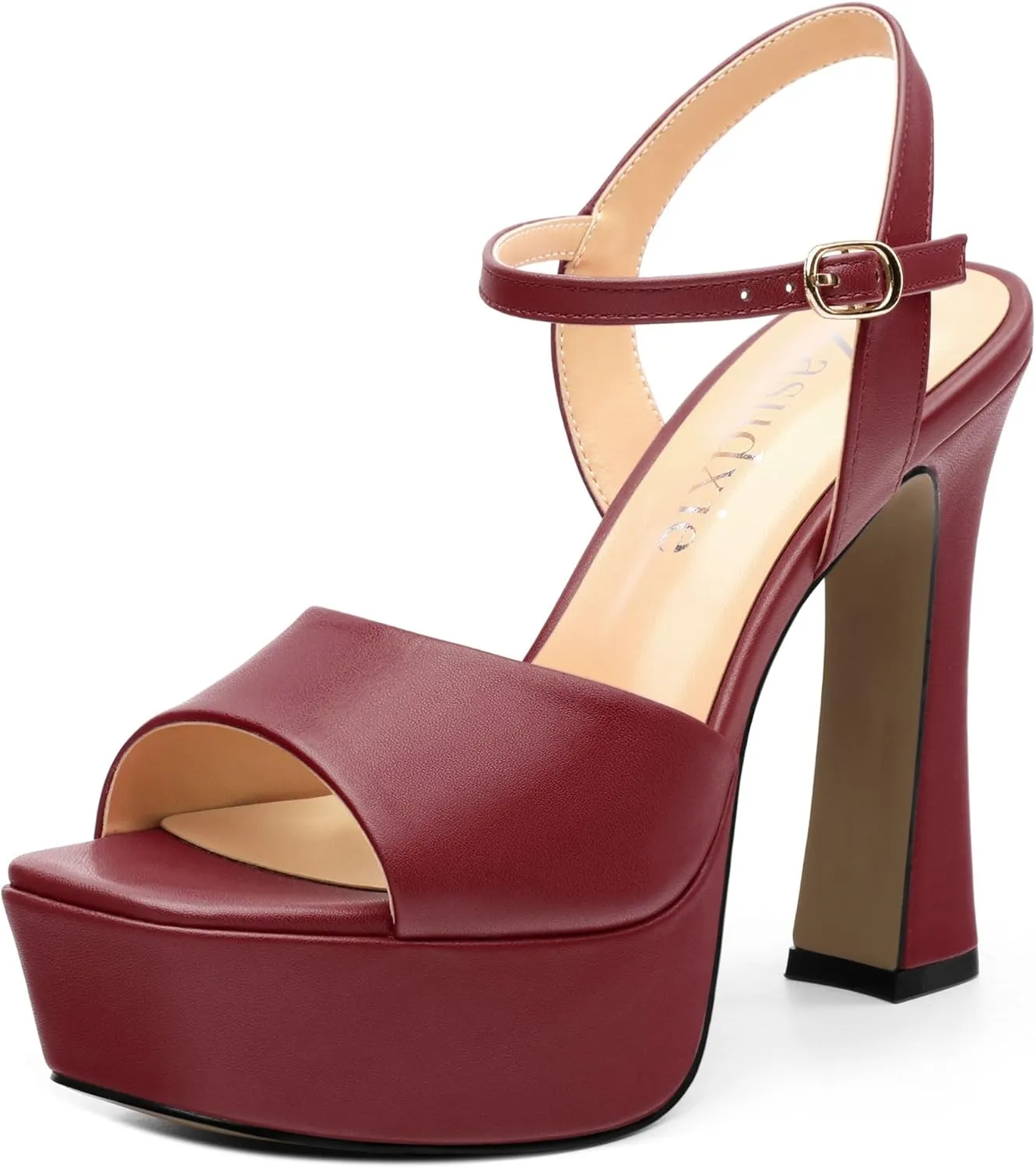 Platform High Heels for Women, Chunky Heels Sandals for Women Comfy Square Open Toe Ankle Strap Stylish Heeled Sandals Party Prom Wedding Dress Pumps Shoes 4.7 Inch