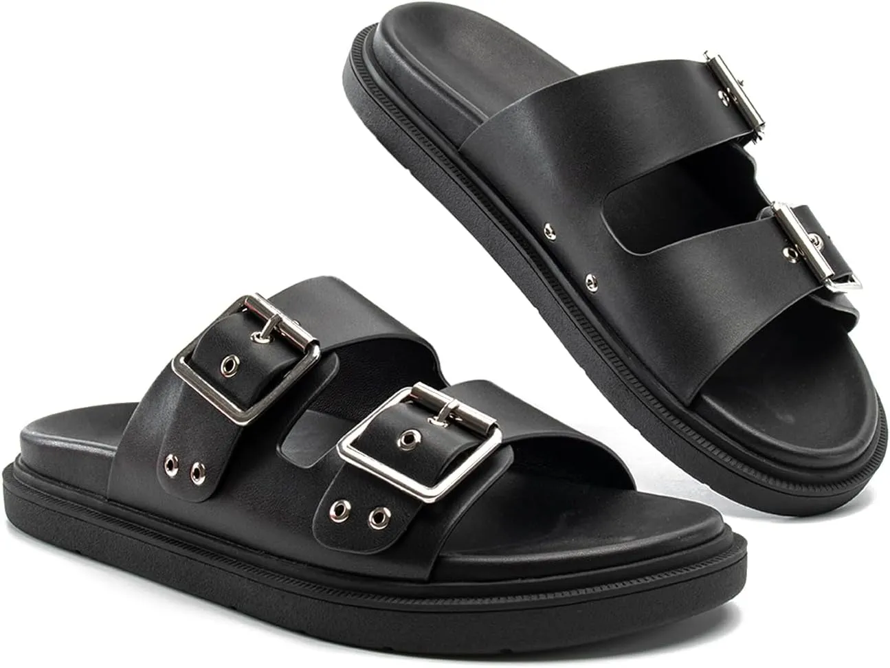 Platform Sandals for women with Adjustable Double Strap Comfort Slides Sandal for Summer Beach Holiday Outdoor