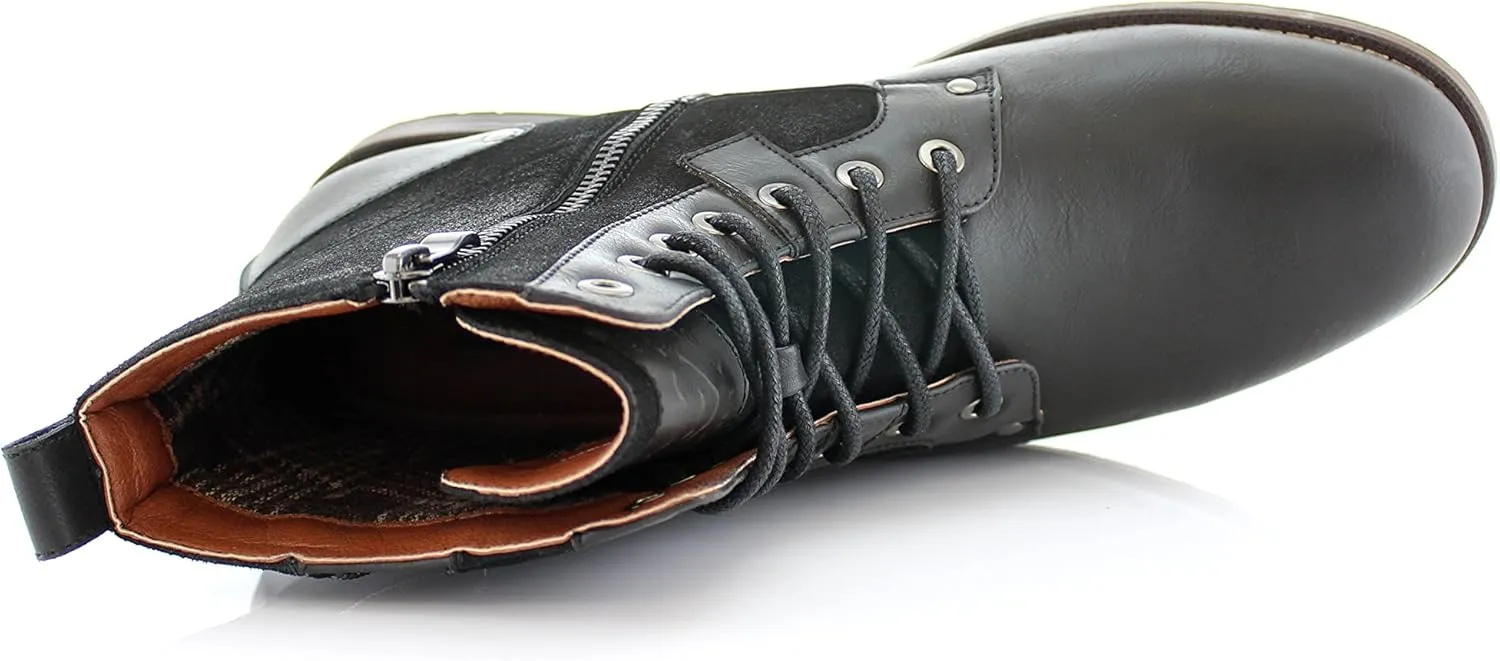Polar Fox Mitch MPX808576 Mens Casual Cap Toe Boot Motorcycle Zipper Boots Men