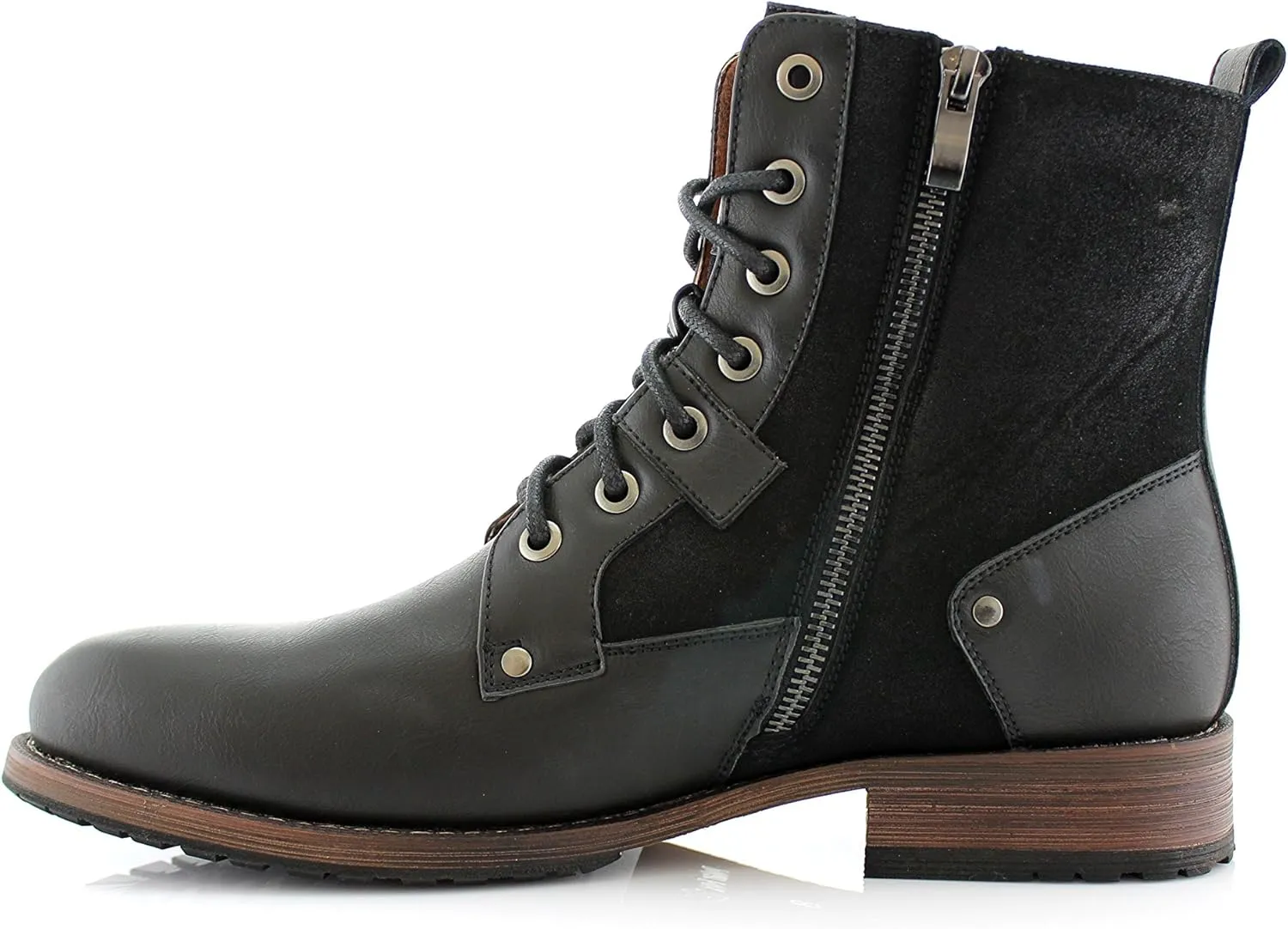 Polar Fox Mitch MPX808576 Mens Casual Cap Toe Boot Motorcycle Zipper Boots Men