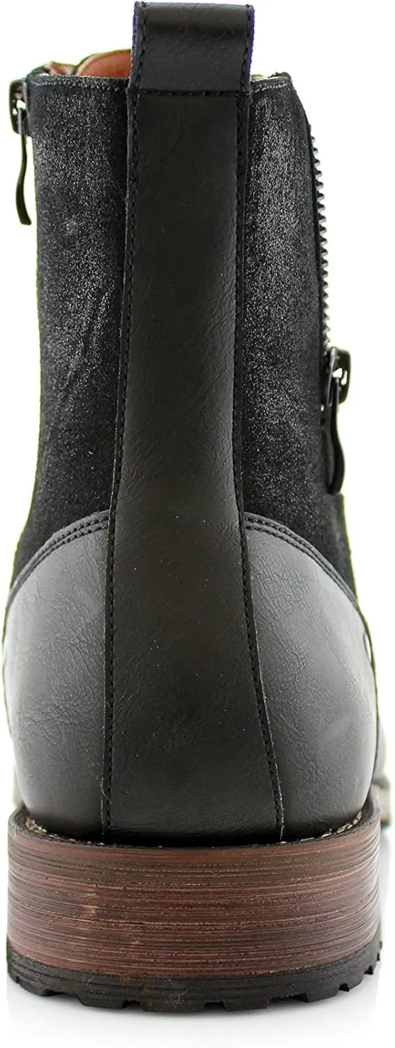 Polar Fox Mitch MPX808576 Mens Casual Cap Toe Boot Motorcycle Zipper Boots Men