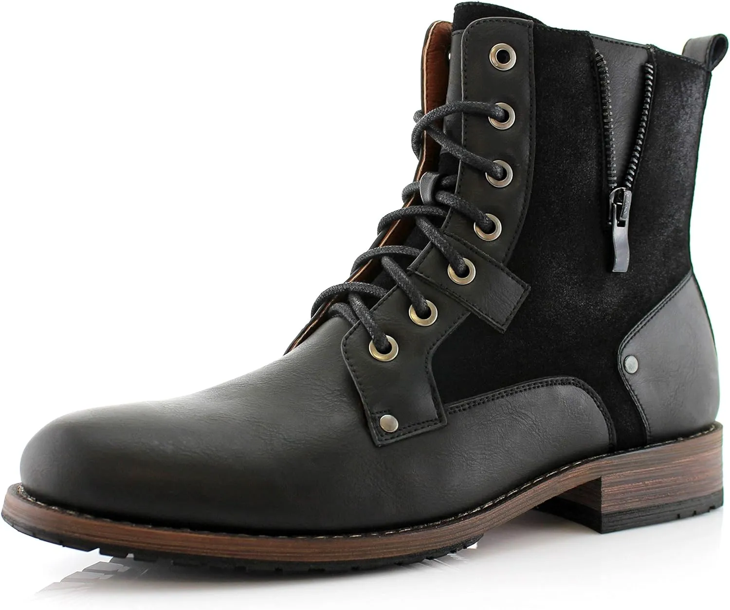 Polar Fox Mitch MPX808576 Mens Casual Cap Toe Boot Motorcycle Zipper Boots Men
