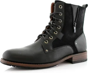 Polar Fox Mitch MPX808576 Mens Casual Cap Toe Boot Motorcycle Zipper Boots Men