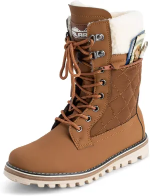 POLAR Womens Memory Foam Outside Pocket Inside Zip Thermal Waterproof Deep Tread Rubber Sole Snow Boots