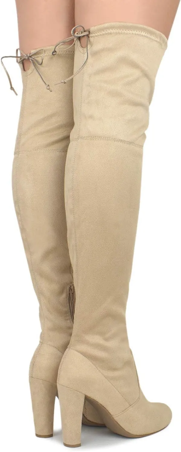 Premier Standard Women's Over The Knee Boot - Sexy Over The Knee Pullon Boot - Trendy Low Block Heel Shoe - Comfortable Boot