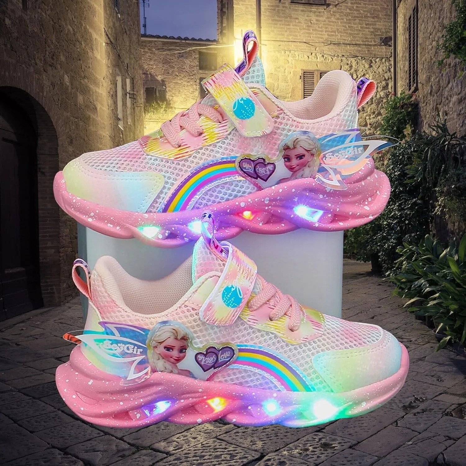 Princess Sneakers for Girls Light Up Shoes Zapatos para Niñas Baby Toddler Shoes Birthday Tenis para Niñas Xmas