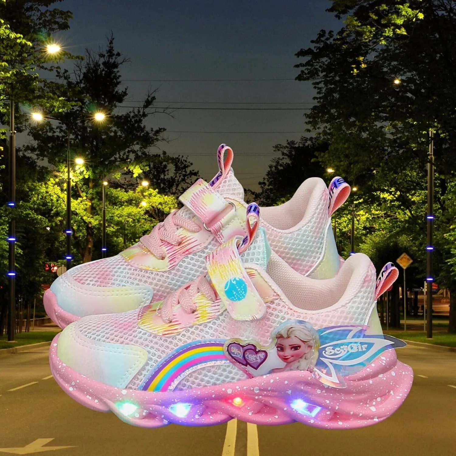 Princess Sneakers for Girls Light Up Shoes Zapatos para Niñas Baby Toddler Shoes Birthday Tenis para Niñas Xmas