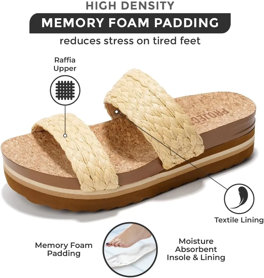 Project Cloud Fashion Womens Sandals - Memory Foam Insole and Comfortable Platform Sandals for Women 2025 - Lightweight and Non-slip Perfect Beach Slides
