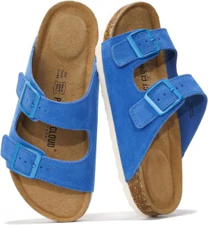 Project Cloud Genuine Leather Flat Sandals Women 2025 Beach Essentials Womens Sandals Memory Foam Vacation Essentials Slides for Women Footwear (Venita)