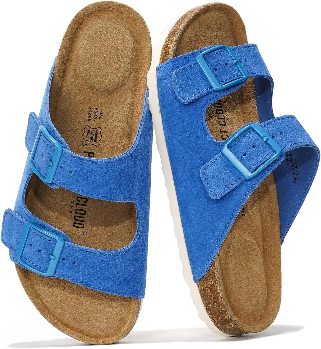 Project Cloud Genuine Leather Flat Sandals Women 2025 Beach Essentials Womens Sandals Memory Foam Vacation Essentials Slides for Women Footwear (Venita)