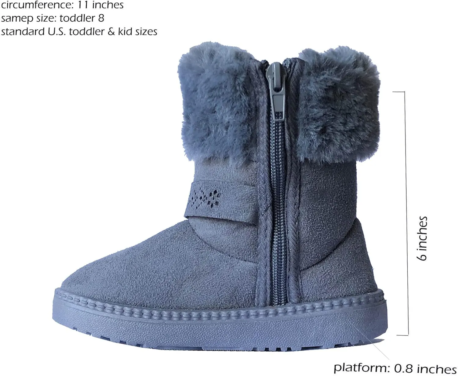 REDVOLUTION Kids Boots Toddler Girls Cute 2 Buttons || Rhinestone Faux Fur Suede Knitting Shoe