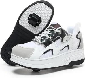 Roller Shoes Boys Girls Roller Skates Comfortable Sneakers with Wheels for Kids Women Wheeled Footwear Retractable Breatheable Shoes Beginner Exercise Skates Birthday Gifts Christmas