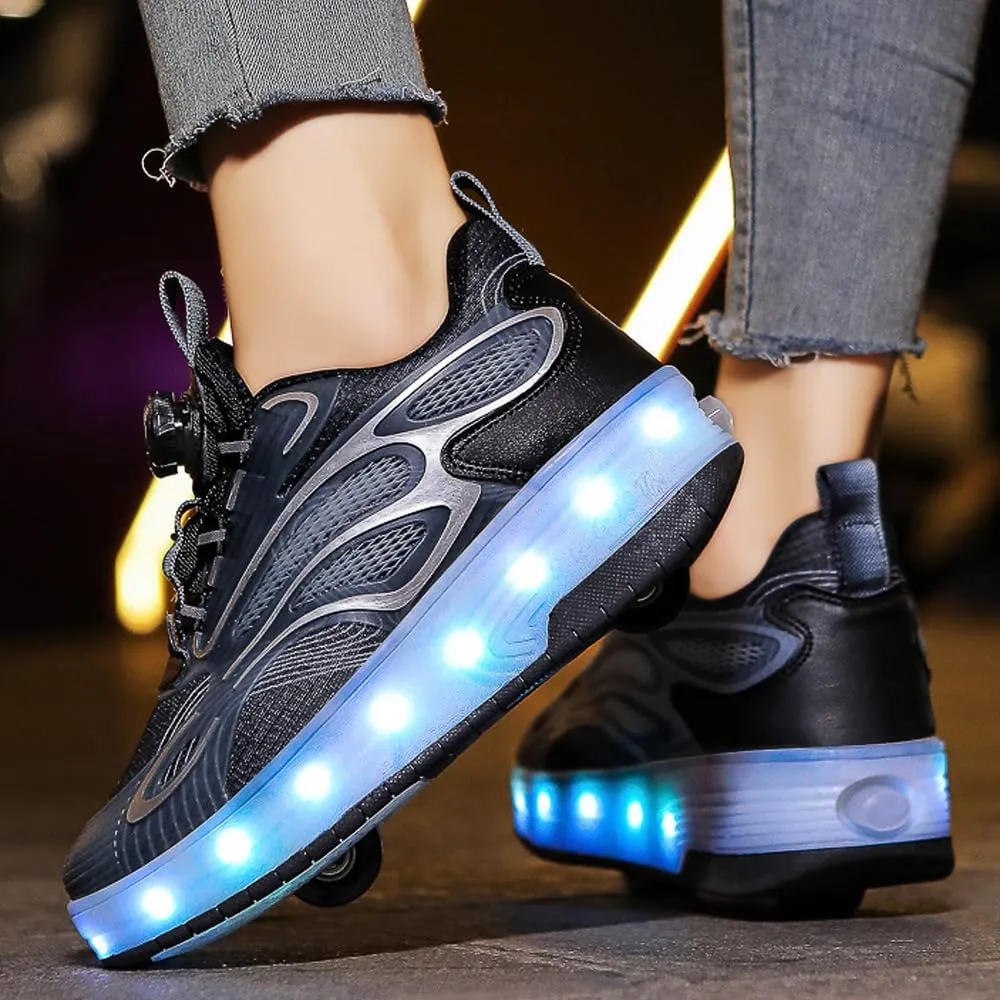 Roller Skate Shoes for Kids - Wheels with USB Charging Led Light Up, Shiny Sneakers for Boys & Girls - Perfect for Christmas & Birthday