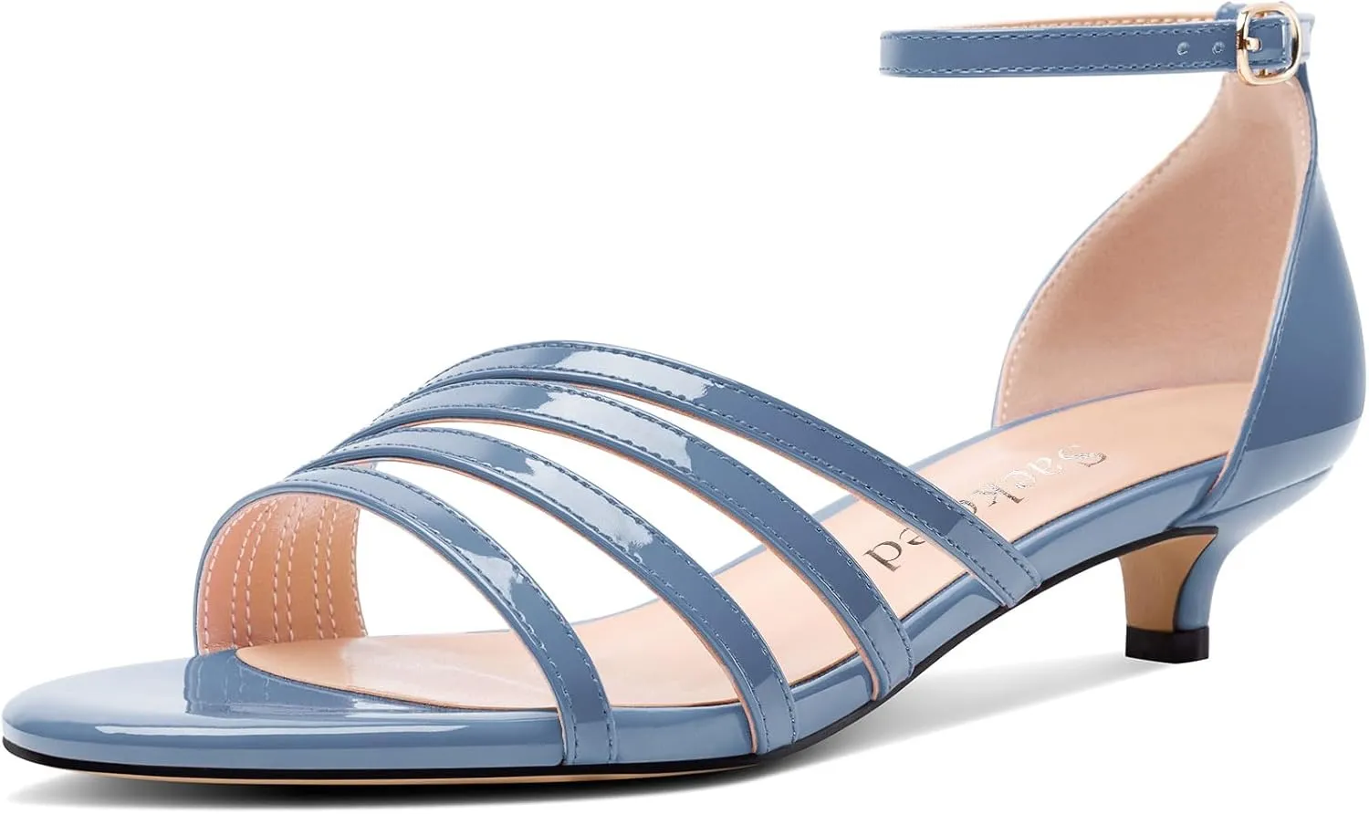 Saekcted Womens Kitten Low Heel Open Toe Sandals Ankle Strap Buckle Dress Shoes Wedding Casual Party 1.2 Inches Heels