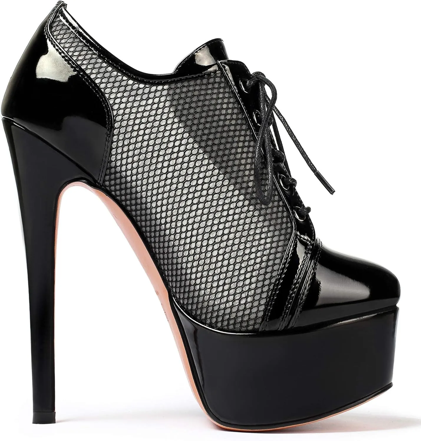 SAMMITOP Women's Round Toe Lace Up Ankle Boots Platform High Heel Pumps Party Dress Shoes