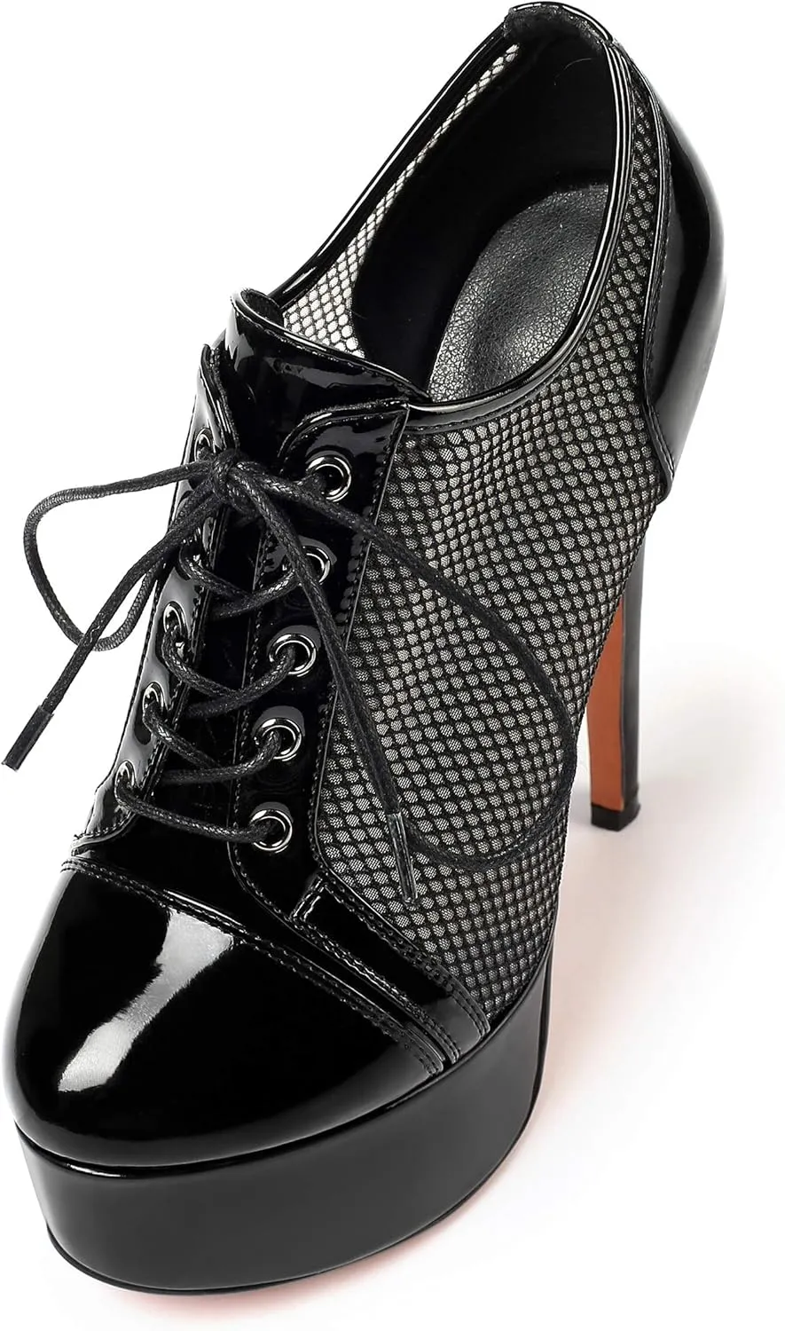SAMMITOP Women's Round Toe Lace Up Ankle Boots Platform High Heel Pumps Party Dress Shoes