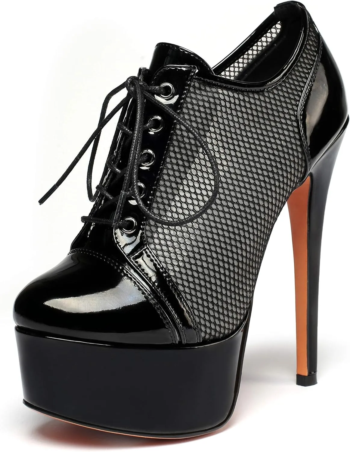 SAMMITOP Women's Round Toe Lace Up Ankle Boots Platform High Heel Pumps Party Dress Shoes