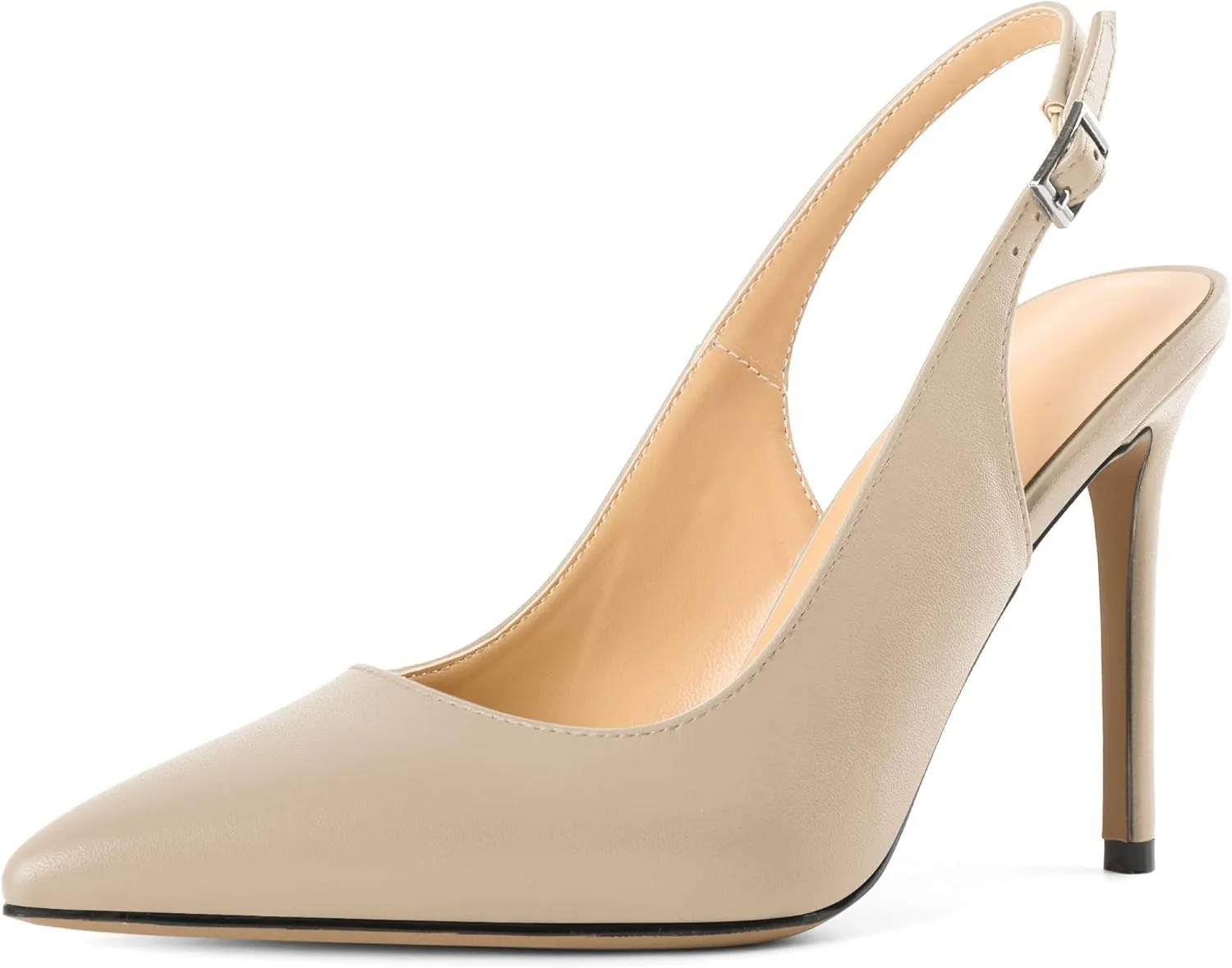 SAMMITOP Women's Slingback Pumps High Heel Pointed Toe Ankle Strap Office Party Dress Shoes 4 Inch