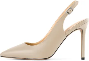 SAMMITOP Women's Slingback Pumps High Heel Pointed Toe Ankle Strap Office Party Dress Shoes 4 Inch