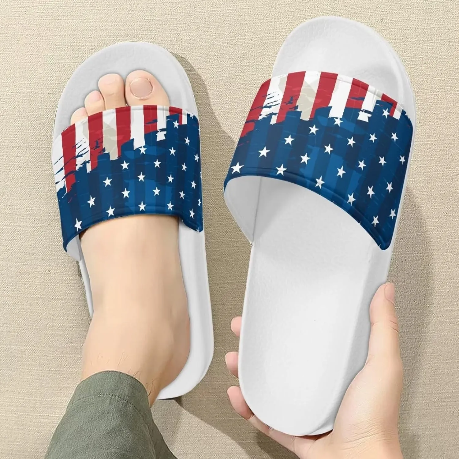 Sandals Slides for Men Non Slip Slippers White Sole Casual Summer Shoes Beach Slides