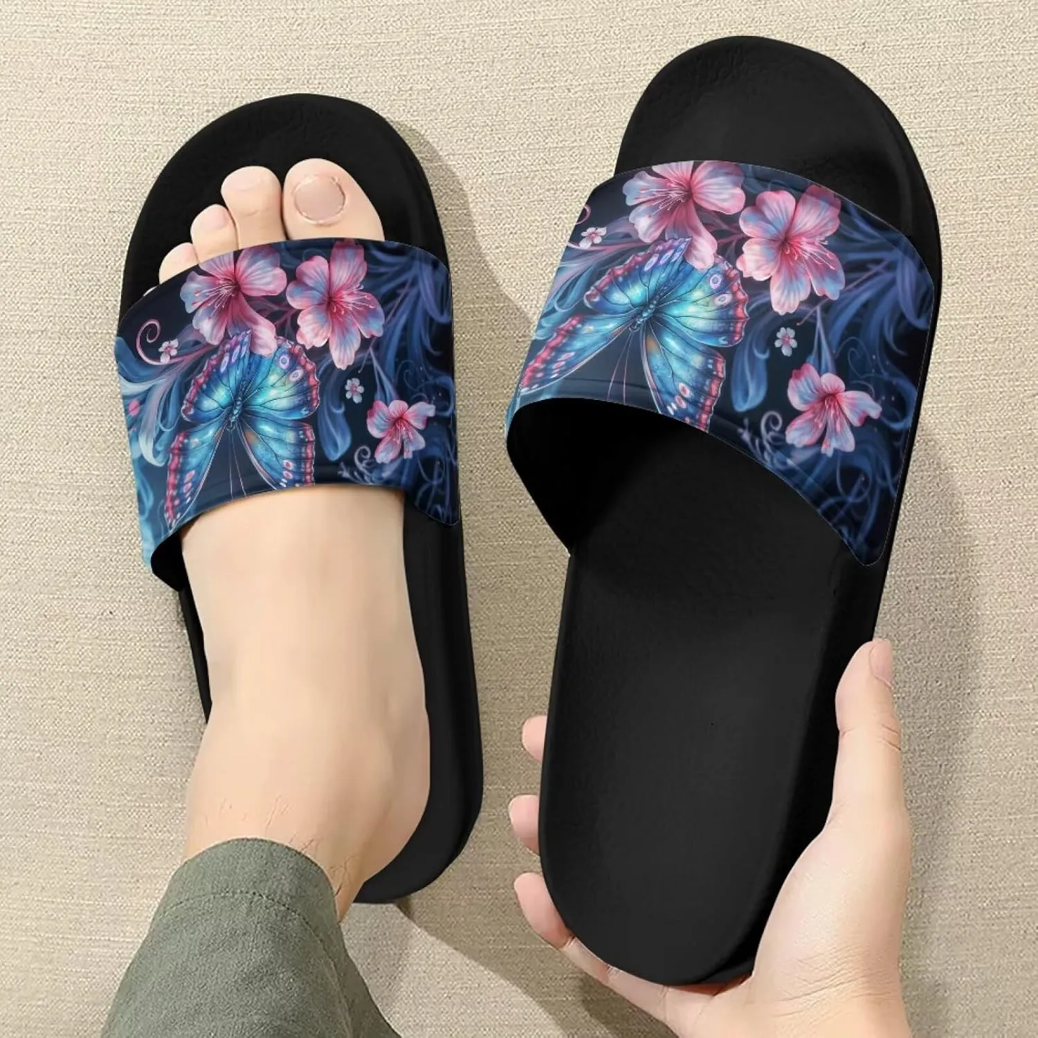 Sandals Slides for Women Non Slip Slippers Lightweight Casual Peep Toe Summer Shoes Beach Slides