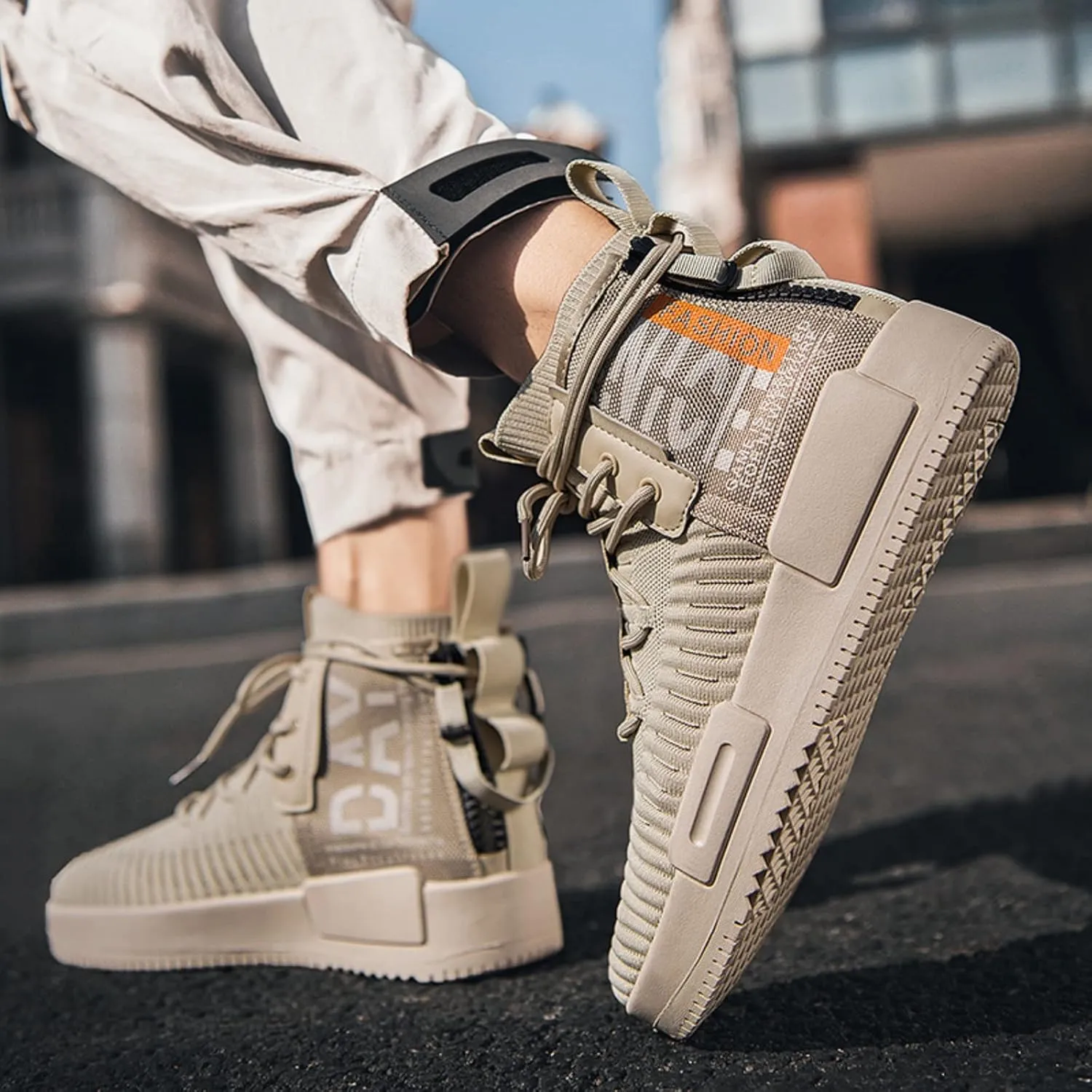 SANNAX Men's High Top Fashion Sneakers Lace Up Walking Shoes Breathable Running Shoes Casual Athletic Hip Hop Shoes for Men