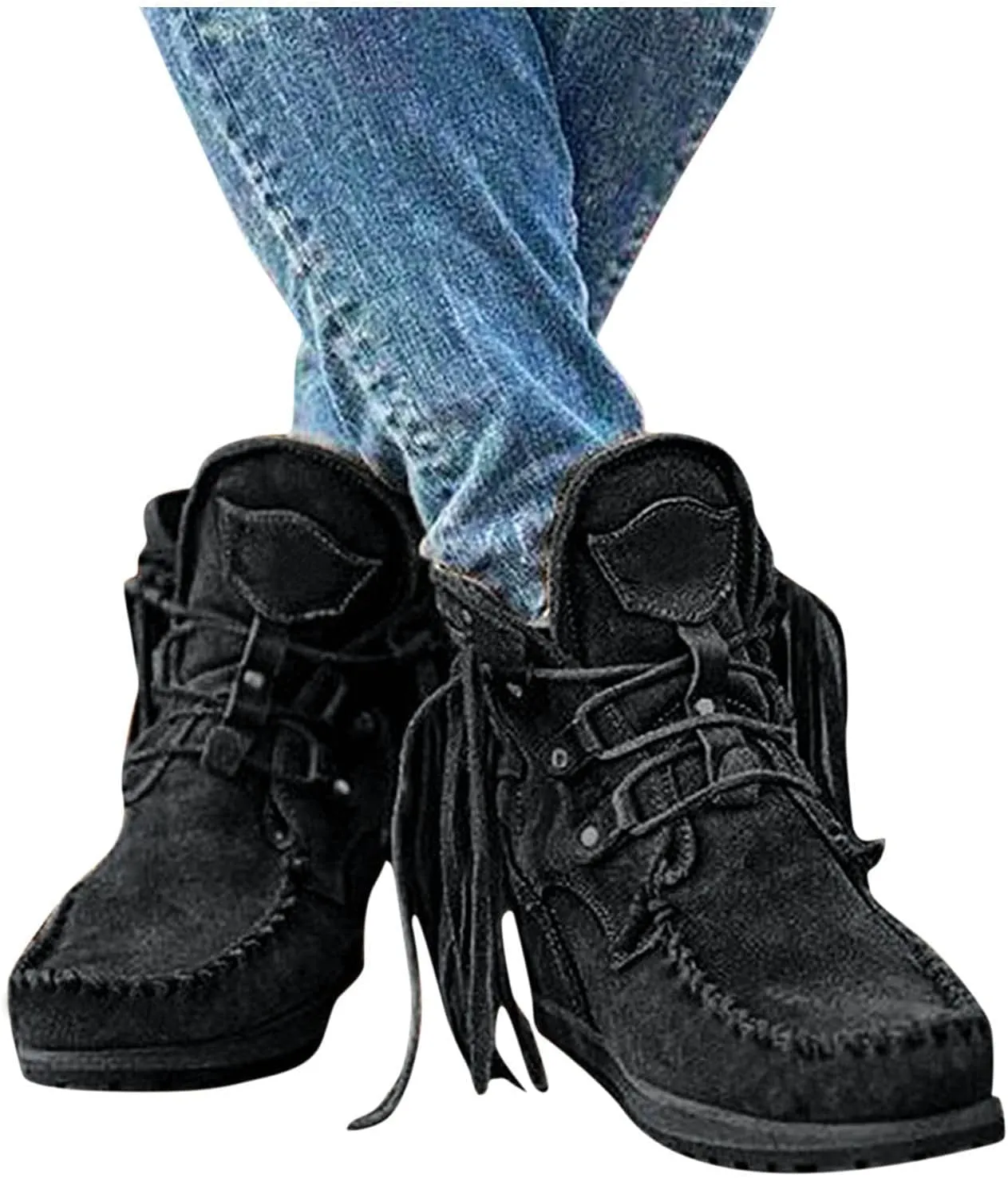 SBGMoSJ Ankle Boots Wedge Heel Ankle Boots Black Wedge Heel Booties Casual Shoes for Women Womens Ankle Boots Wedge Brown Comfortable Wide Fit Black Booties Women's Wide Width Cowboy Ankle Boots
