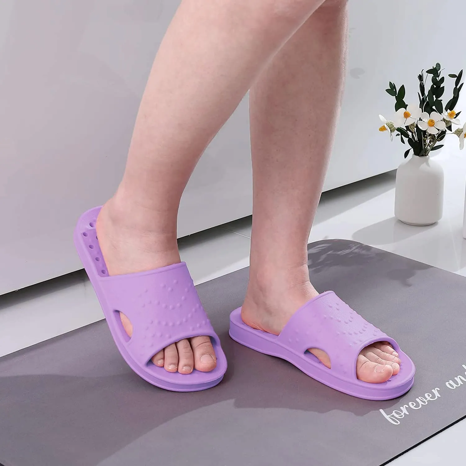 shevalues Shower Shoes for Women with Arch Support Quick Drying Pool Slides Lightweight Beach Sandals with Drain Holes