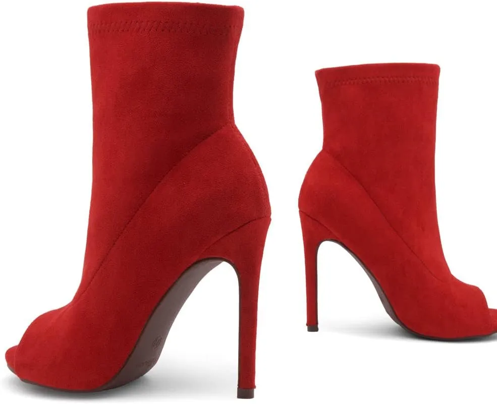 Shoe Land Chelsee Womens Peep Toe Ankle Booties Stiletto High Heel Dress Boots