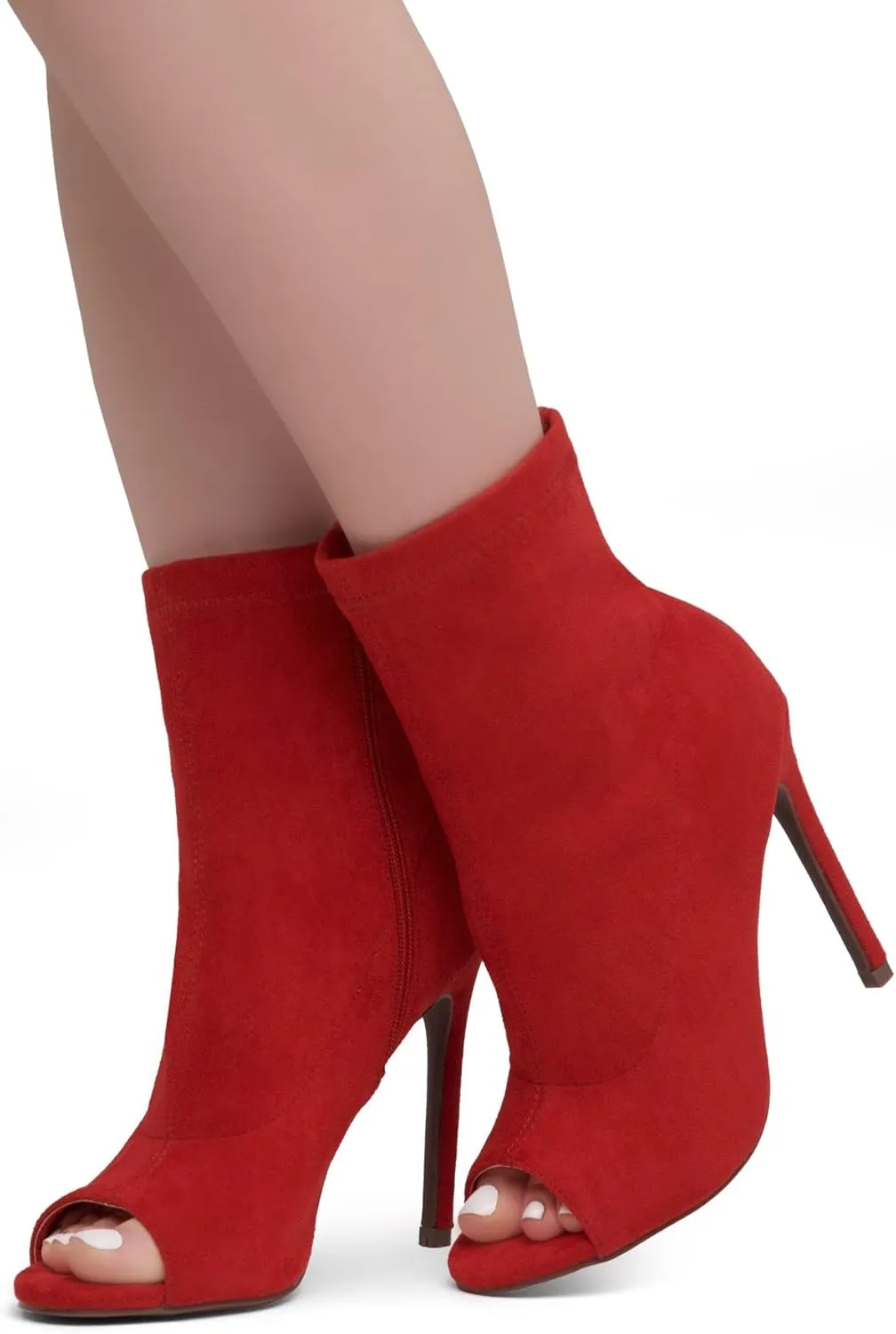 Shoe Land Chelsee Womens Peep Toe Ankle Booties Stiletto High Heel Dress Boots