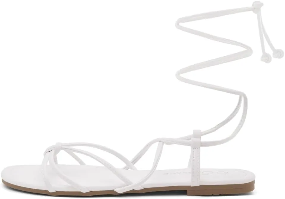 Shoe Land Women’s Flat Lace Up Sandals – Strappy Gladiator Sandals with Adjustable Crisscross Ankle Straps | Comfortable Open Toe Shoes for Summer, Beach & Travel