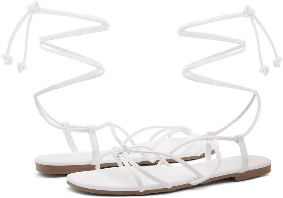 Shoe Land Women’s Flat Lace Up Sandals – Strappy Gladiator Sandals with Adjustable Crisscross Ankle Straps | Comfortable Open Toe Shoes for Summer, Beach & Travel