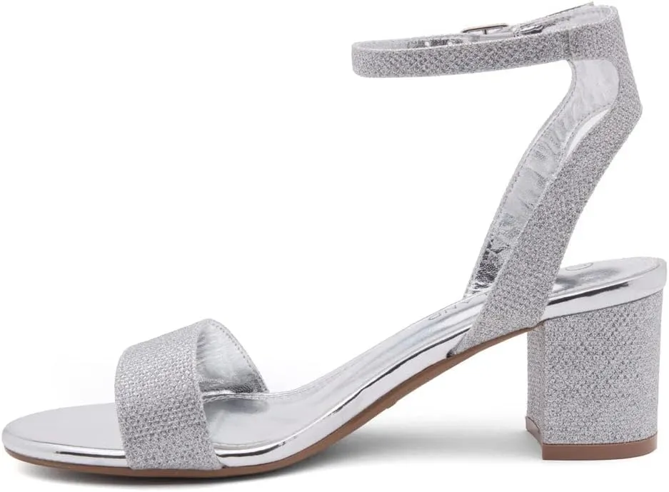Shoe Land Women's Low Heels – 2.75 Inch Chunky Block Heeled Sandals | Clear Sandals, Open Toe Dressy Short Heels with Ankle Strap for Wedding, Prom & Party