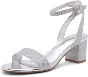 Shoe Land Women's Low Heels – 2.75 Inch Chunky Block Heeled Sandals | Clear Sandals, Open Toe Dressy Short Heels with Ankle Strap for Wedding, Prom & Party