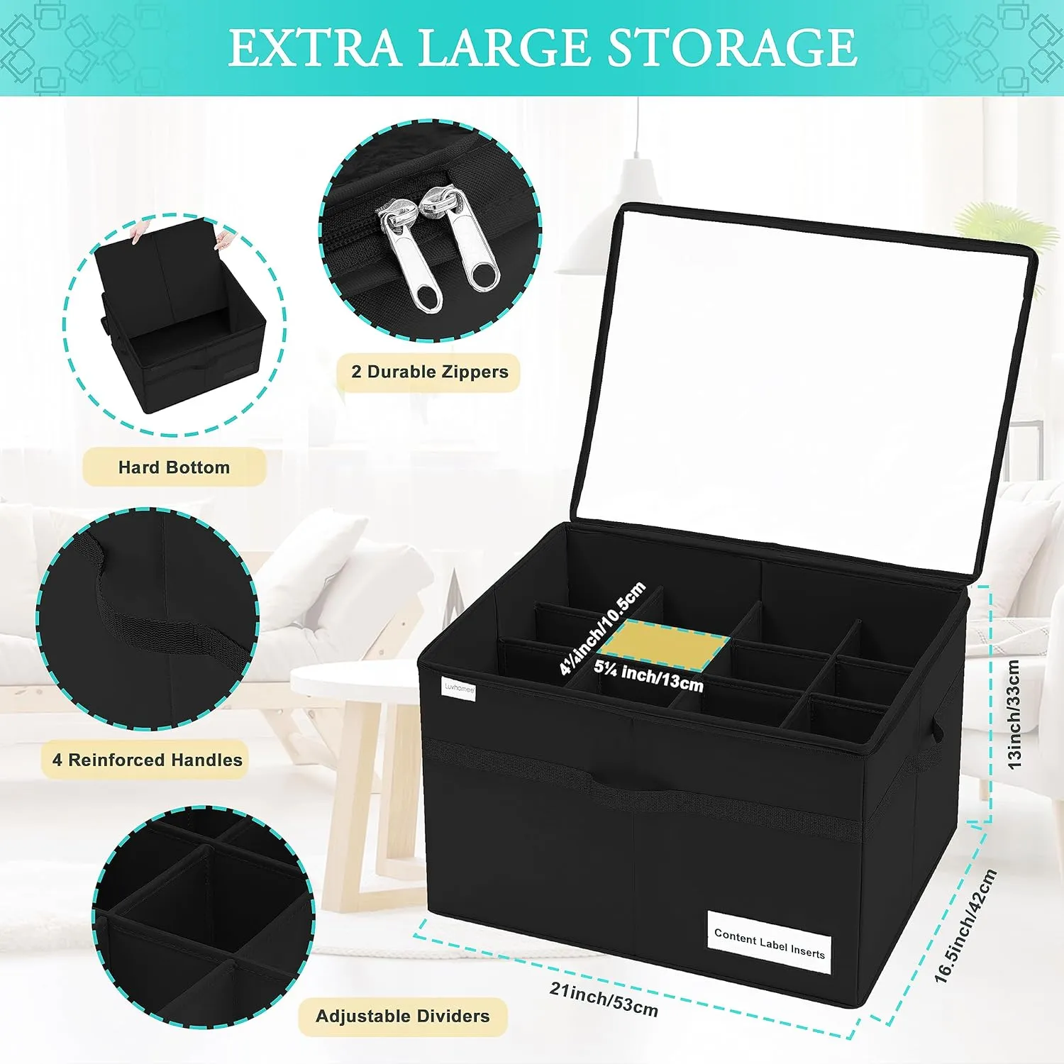 Shoe Storage Organizer, Fits 16 Pairs, Large Shoe Organizer Box for Closet, Clear Foldable Shoes Containers w/Bottom Support, Space Saving Shoe Cubby Storage Boxes w/Reinforced Handles, Black