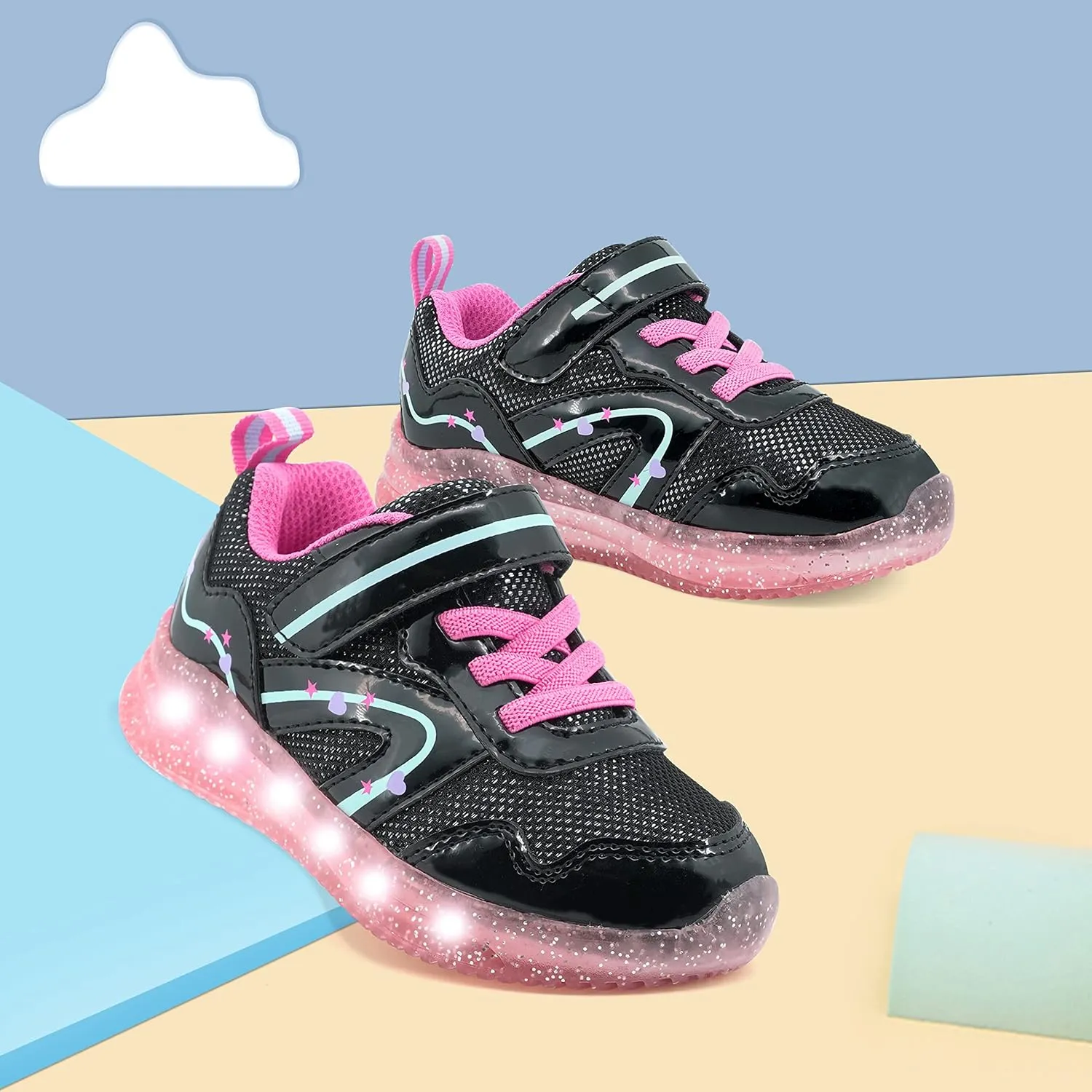 SKYWHEEL Boys Girls Sneakers Light up for Toddler Size 5 to Little Kids Size 2