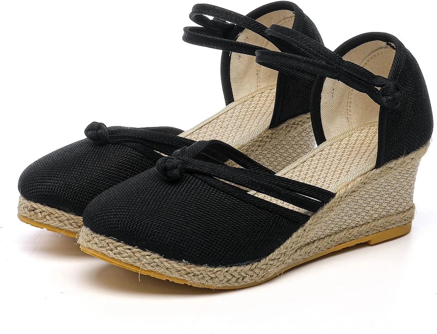 Slide Spring Wedge Sandals for Women Dressy Covered Toe Summer Straw Ladies Trendy Cover Heel 2024 Buckle Work Office