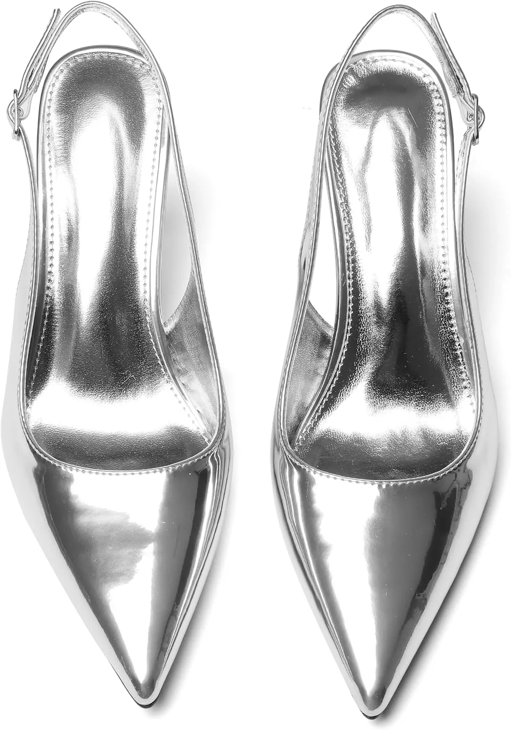 Slingback Heels for Women Closed Pointed Toe Kitten Stiletto Heels with Buckle Comfortable Womens Pumps Casual Dress Shoes