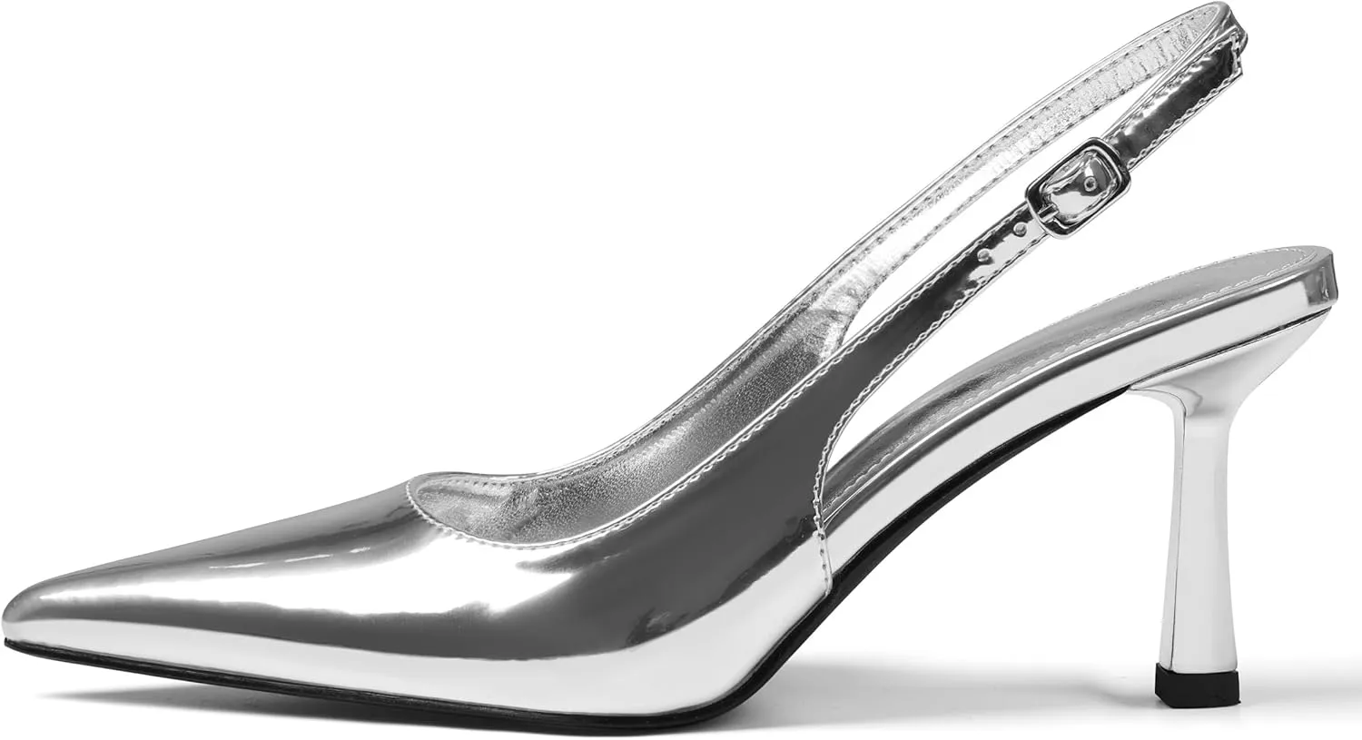 Slingback Heels for Women Closed Pointed Toe Kitten Stiletto Heels with Buckle Comfortable Womens Pumps Casual Dress Shoes