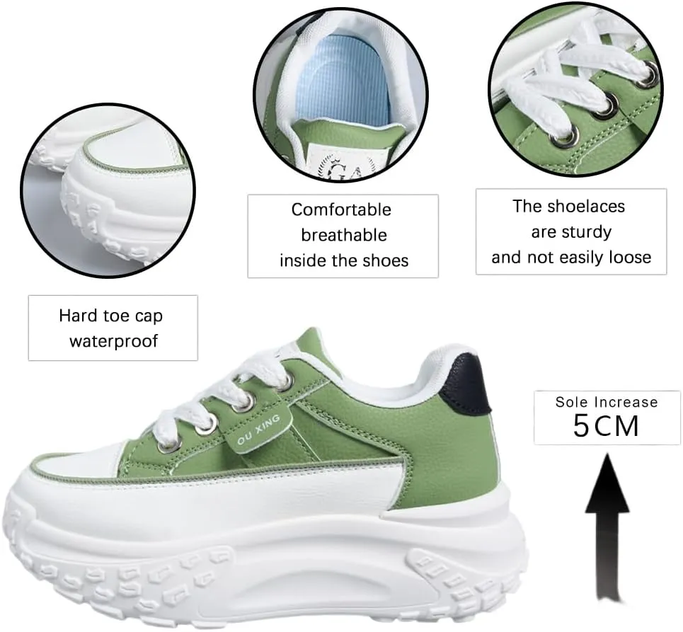 Sneakers for Women,Lace Up Thick Soled Non Slip Sports Shoes, Breathable, Stylish,Running,Shopping