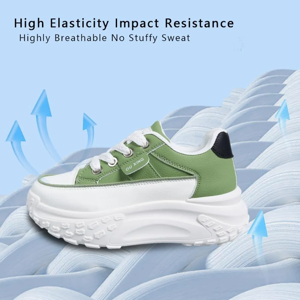 Sneakers for Women,Lace Up Thick Soled Non Slip Sports Shoes, Breathable, Stylish,Running,Shopping