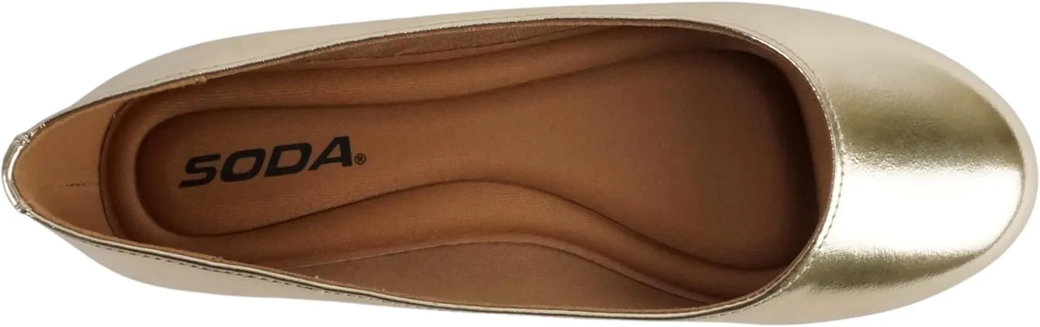 Soda Kreme Comfortable Basic Shoes Women Ballet Flat Round Toe Gel Insole