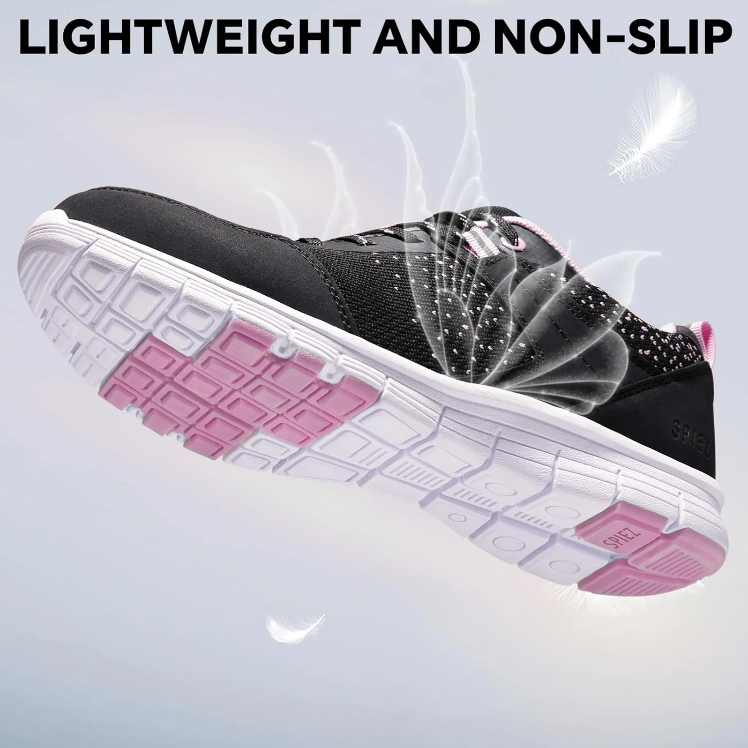 SPIEZ Lightweight Composite Toe Safety Shoes for Women, Non-Slip Puncture Proof Work Shoes for Ladies, Breathable Safety Toe Sneakers for Work and Daily Wear