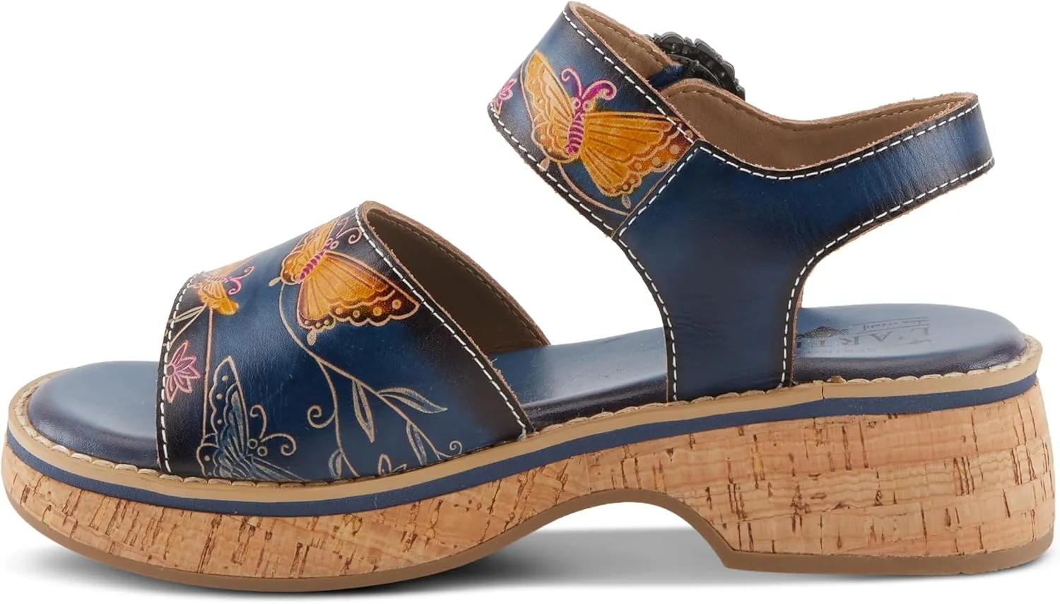 Spring Step L'Artiste Women's KENNA Hand-Painted Leather Sandals with Crystal Buckle
