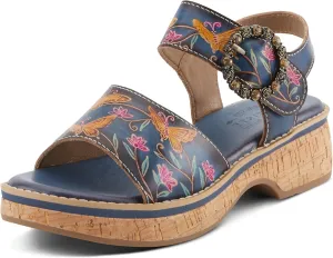 Spring Step L'Artiste Women's KENNA Hand-Painted Leather Sandals with Crystal Buckle