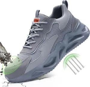 Steel Toe Shoes for Men Breathable Work Shoes Lightweight Steel Toe Sneakers Indestructible Construction Safety Shoes Smash Puncture Proof Steel Toe Work Shoes for Men Women